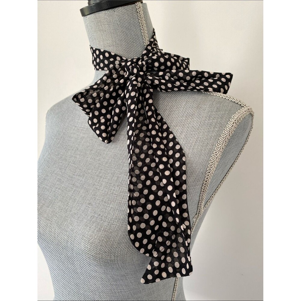 Source Unknown Black Skinny Sheer Polka Dot Tie Scarf Belt Versatile Chic 2 x 73